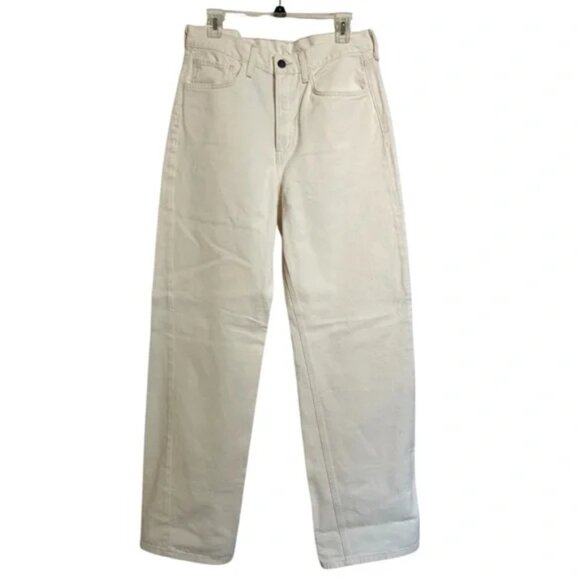 Etica Stanton High-Rise Relaxed Cuff Jeans sized 30 cream color NWT 33 x 32 - Picture 1 of 5